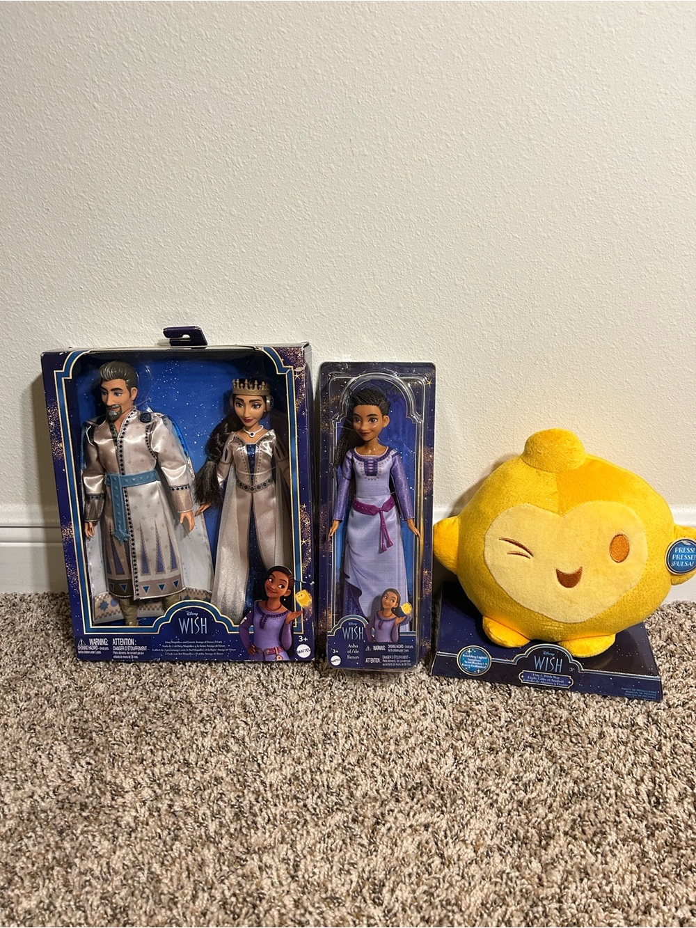 Disney Wish King Magnifico and Queen Amaya, Asha Doll, and Wish Star Bundle